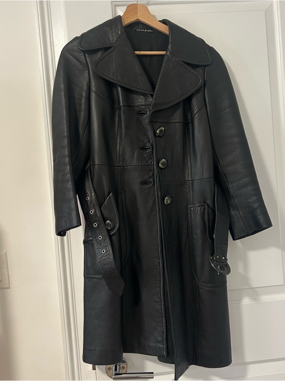 Black vegan leather trench - XS made in Spain